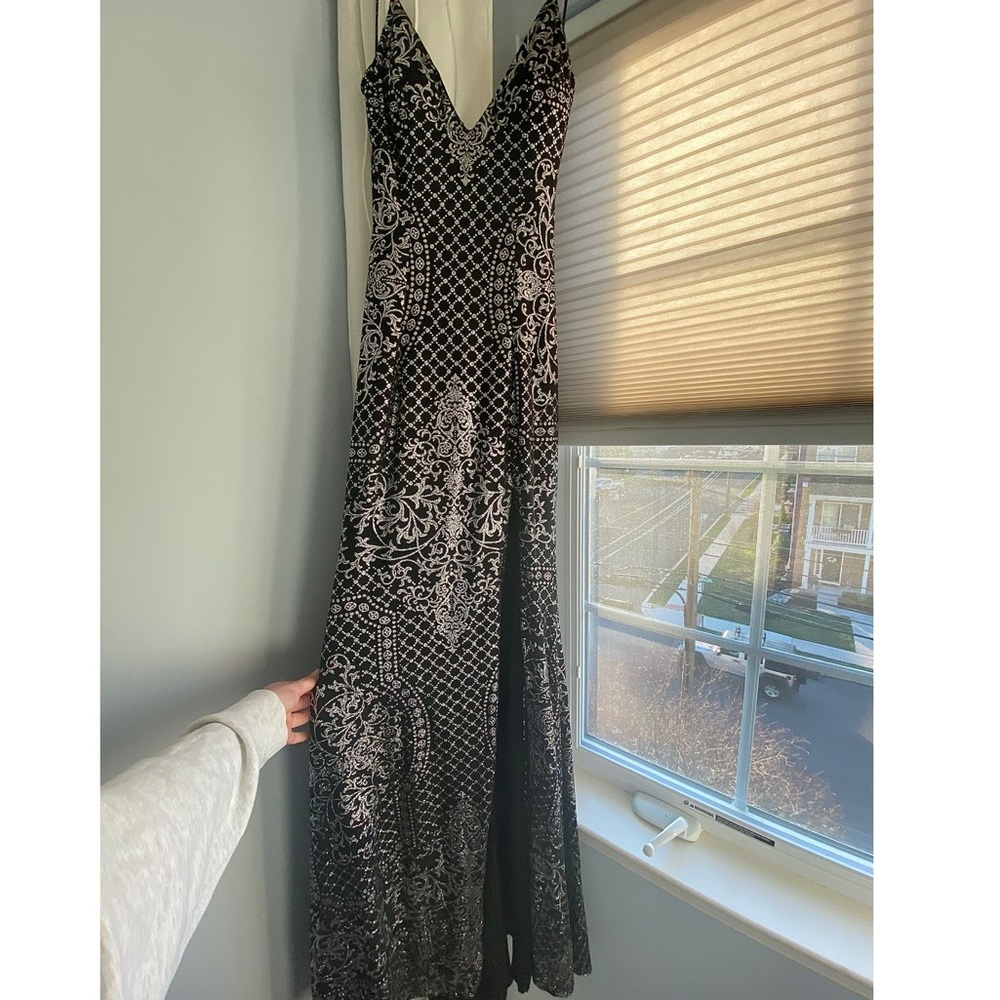 Glitter Knit V-Neck Prom Dress by Jovani